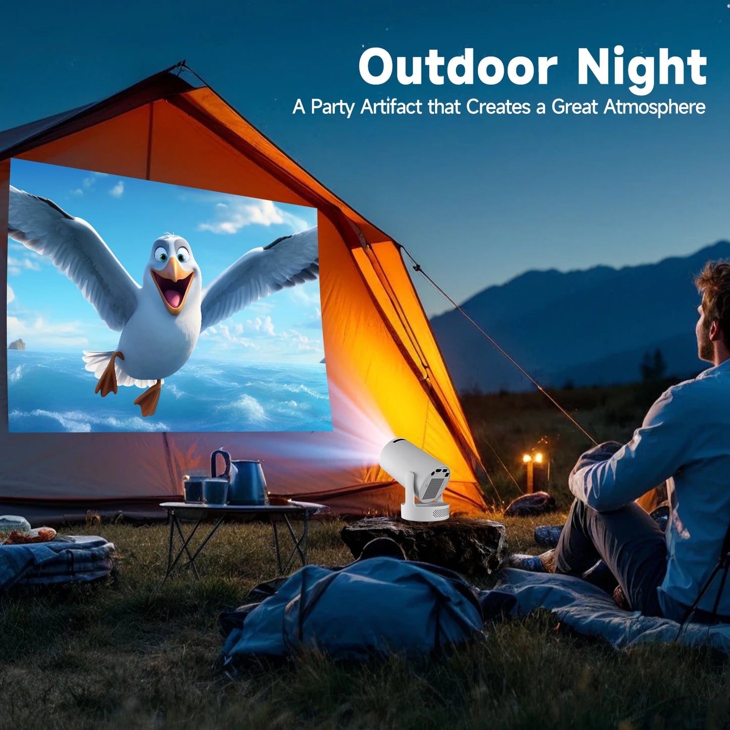 Projetor Portátil Hy300 Mini Smartv Branco De 4k / Magcubic 4K HY300 Pro + Projector Built in 5W Speaker 1280*720P Android 11 8000 Lumens Wifi6 BT5.4 Outdoor Portable Projector